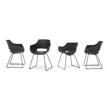Stoelen ROCKY, set van 4, zwart