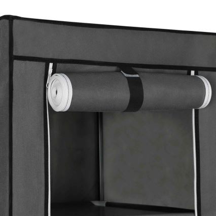 Stoffen kledingkast MATIS 150x175 cm met planken en kledingstang, grijs