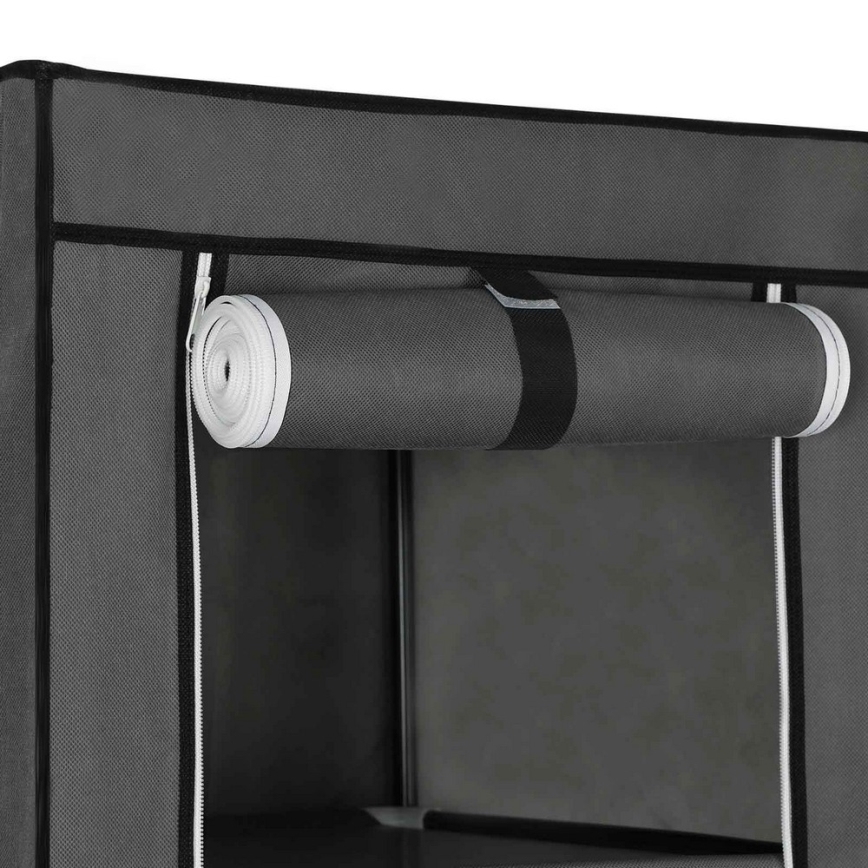 Stoffen kledingkast MATIS 150x175 cm met planken en kledingstang, grijs