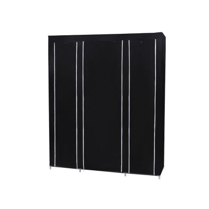 Stoffen opbergkast met planken en kledingstang MATIS 150x175 cm, zwart