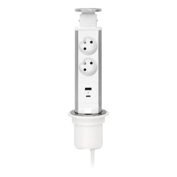 Stopcontactkolom voor tafelblad 2x230V + USB-A + USB-C