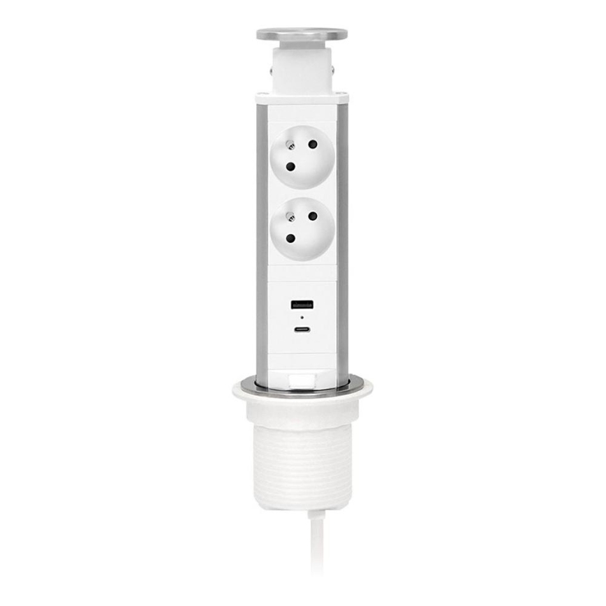 Stopcontactkolom voor tafelblad 2x230V + USB-A + USB-C