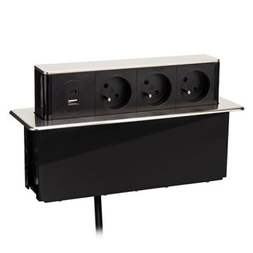 Stopcontactzuil voor tafelblad 3x230V + USB-A + USB-C