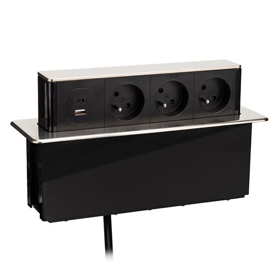 Stopcontactzuil voor tafelblad 3x230V + USB-A + USB-C