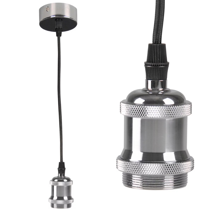 Stroomkabel 1xE27/20W/230V glanzend chroom