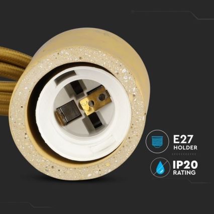 Stroomkabel 1xE27/60W/230V beton/beige