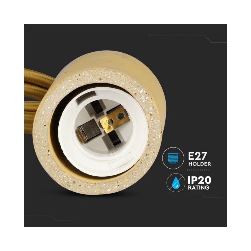 Stroomkabel 1xE27/60W/230V beton/beige