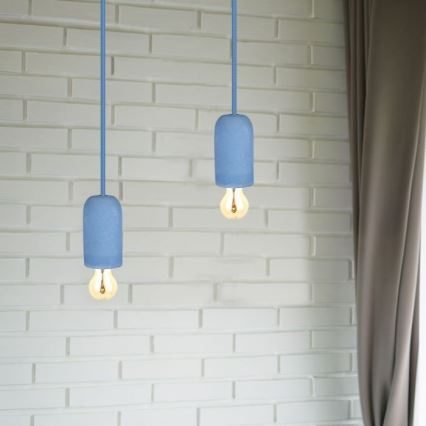 Stroomkabel 1xE27/60W/230V beton/blauw