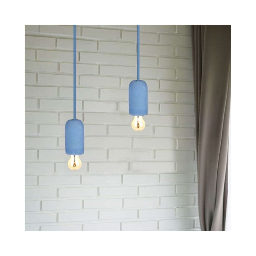 Stroomkabel 1xE27/60W/230V beton/blauw