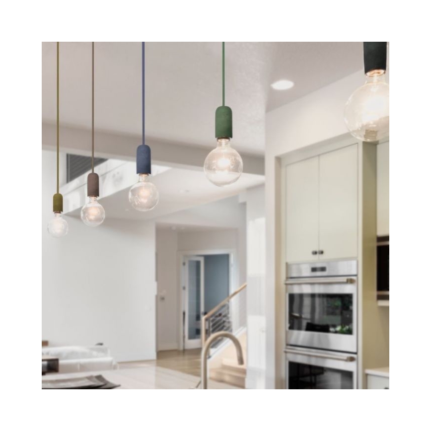 Stroomkabel 1xE27/60W/230V beton/blauw