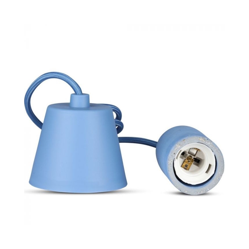 Stroomkabel 1xE27/60W/230V beton/blauw