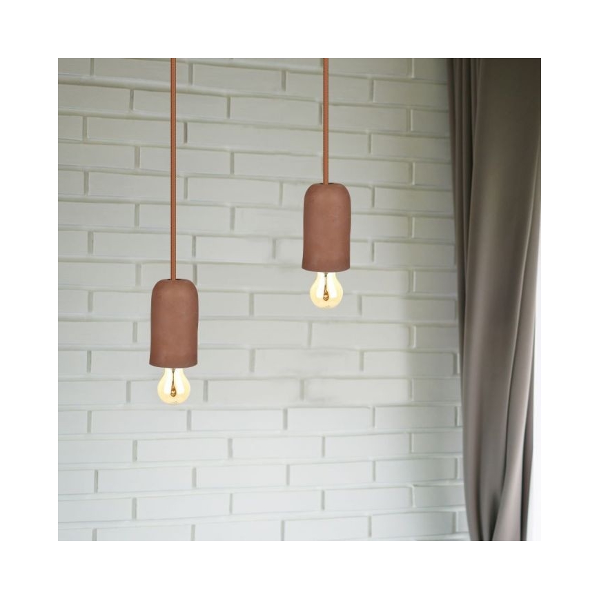 Stroomkabel 1xE27/60W/230V beton/bruin