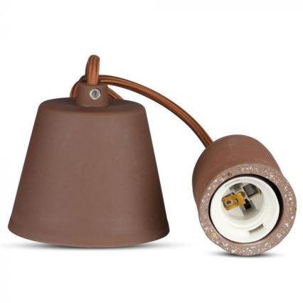 Stroomkabel 1xE27/60W/230V beton/bruin