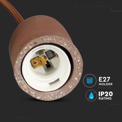 Stroomkabel 1xE27/60W/230V beton/bruin