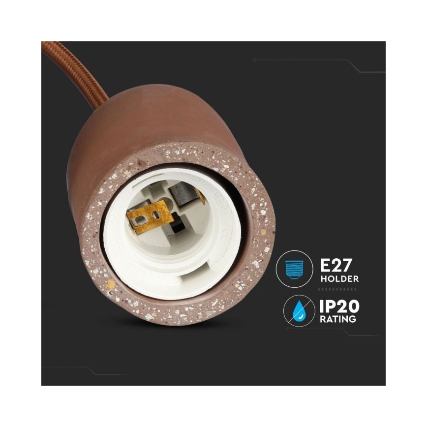 Stroomkabel 1xE27/60W/230V beton/bruin