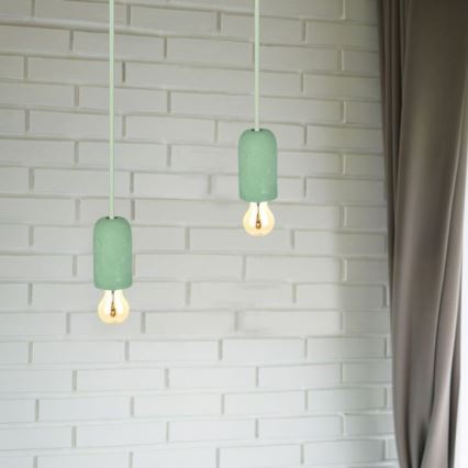 Stroomkabel 1xE27/60W/230V beton/groen
