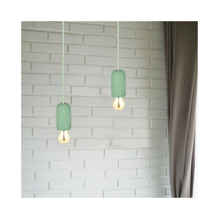 Stroomkabel 1xE27/60W/230V beton/groen