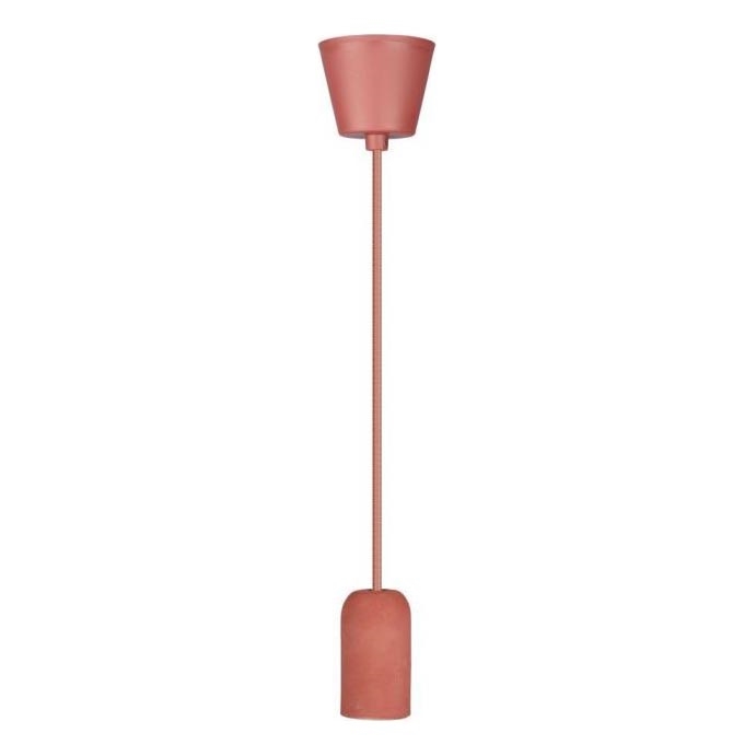 Stroomkabel 1xE27/60W/230V beton/rood