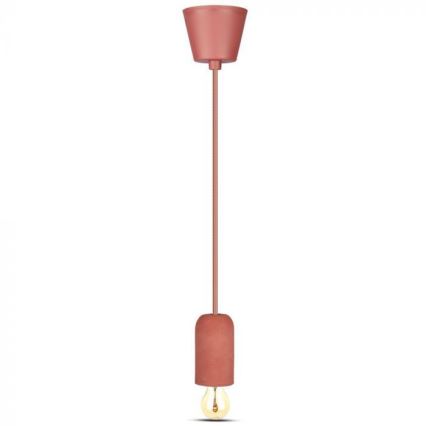 Stroomkabel 1xE27/60W/230V beton/rood