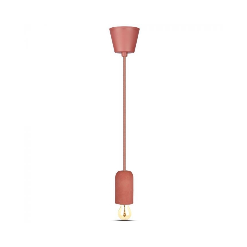 Stroomkabel 1xE27/60W/230V beton/rood