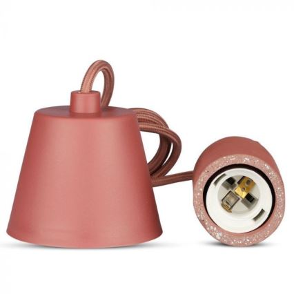 Stroomkabel 1xE27/60W/230V beton/rood
