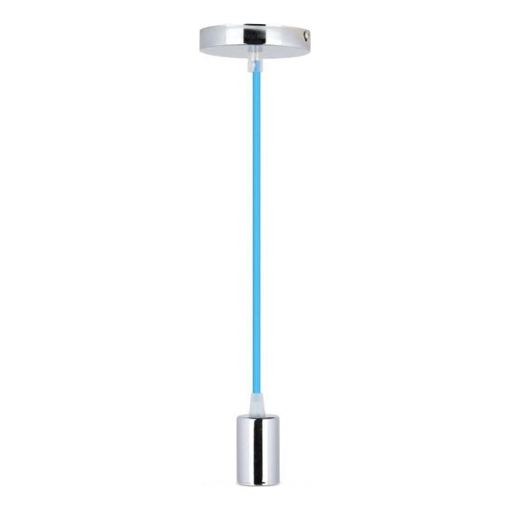 Stroomkabel 1xE27/60W/230V blauw/glanzend chroom