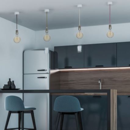 Stroomkabel 1xE27/60W/230V blauw/glanzend chroom