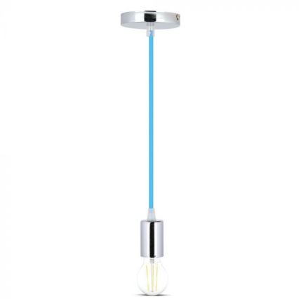 Stroomkabel 1xE27/60W/230V blauw/glanzend chroom