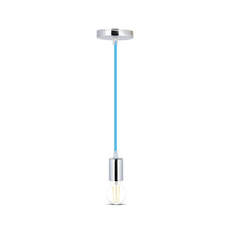 Stroomkabel 1xE27/60W/230V blauw/glanzend chroom