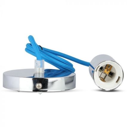 Stroomkabel 1xE27/60W/230V blauw/glanzend chroom