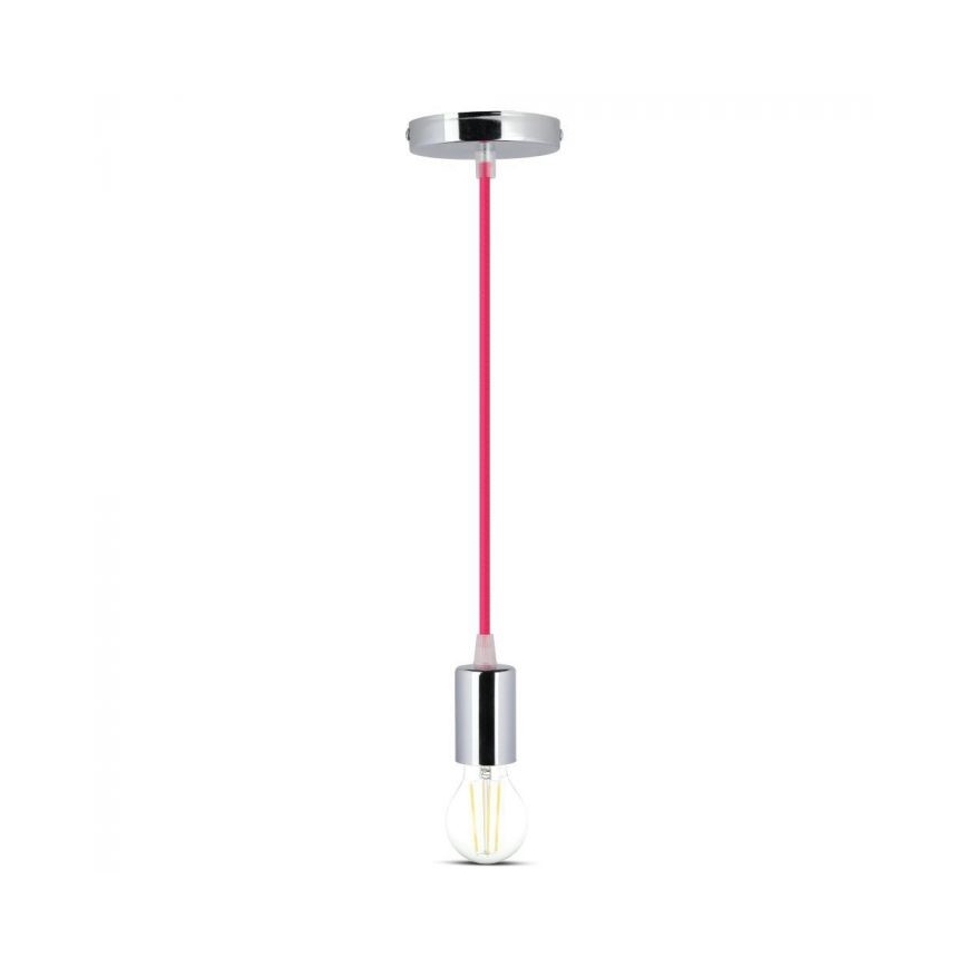 Stroomkabel 1xE27/60W/230V donkerroze/glanzend chroom