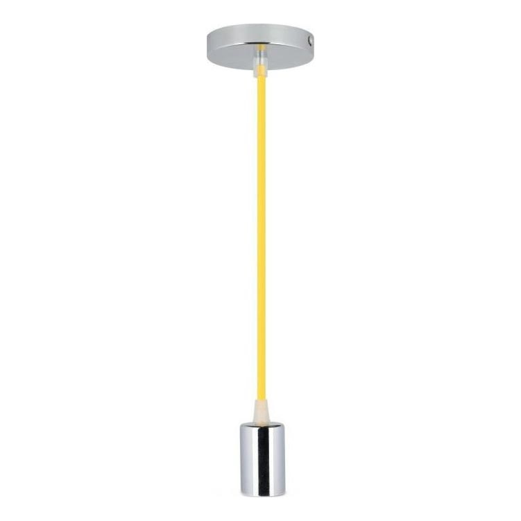 Stroomkabel 1xE27/60W/230V geel/glanzend chroom