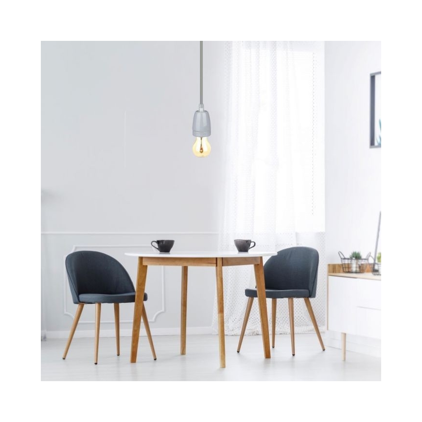Stroomkabel 1xE27/60W/230V grijs/porselein