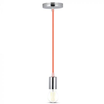 Stroomkabel 1xE27/60W/230V oranje/glanzend chroom