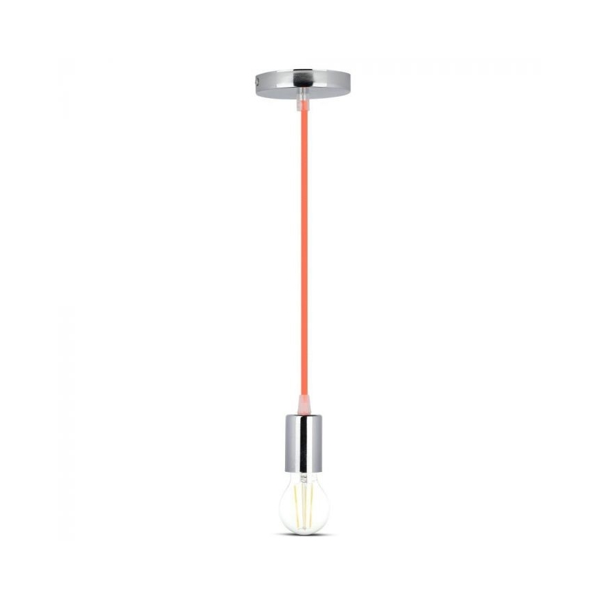 Stroomkabel 1xE27/60W/230V oranje/glanzend chroom