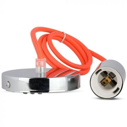 Stroomkabel 1xE27/60W/230V oranje/glanzend chroom