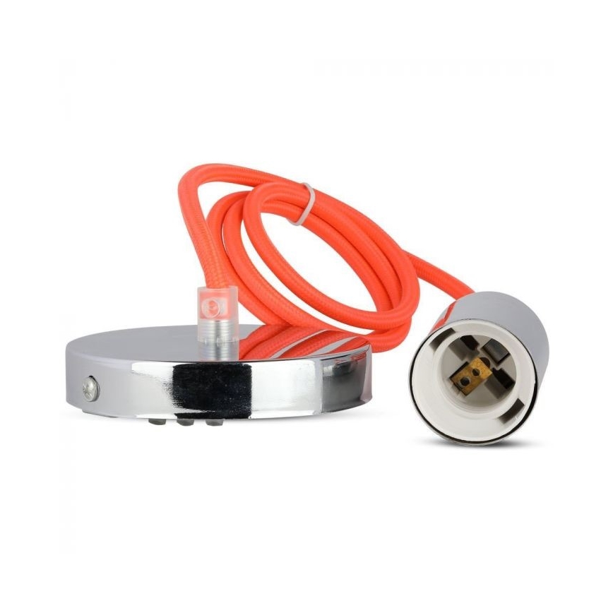 Stroomkabel 1xE27/60W/230V oranje/glanzend chroom