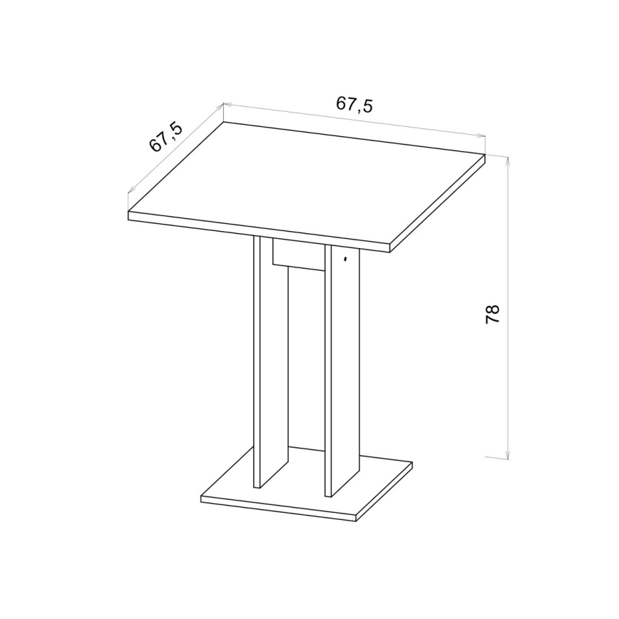 Tafel STRAPO 68x68 cm Sonoma eiken