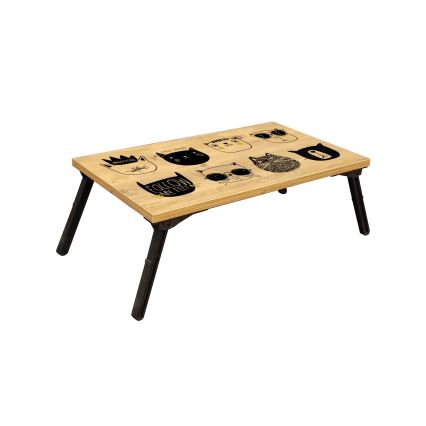 Tafel voor op Bed GUSTO CATS 24x60 cm beige/zwart