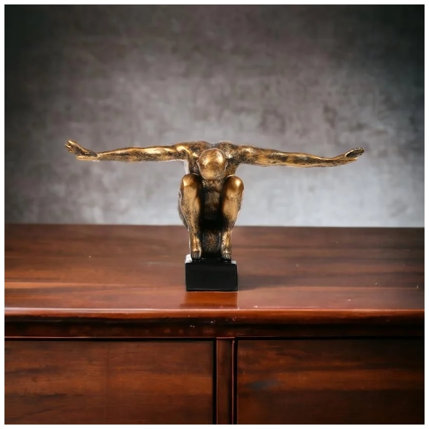 Tafeldecoratie 25 x 41 x 20 cm, hars met gouden patina
