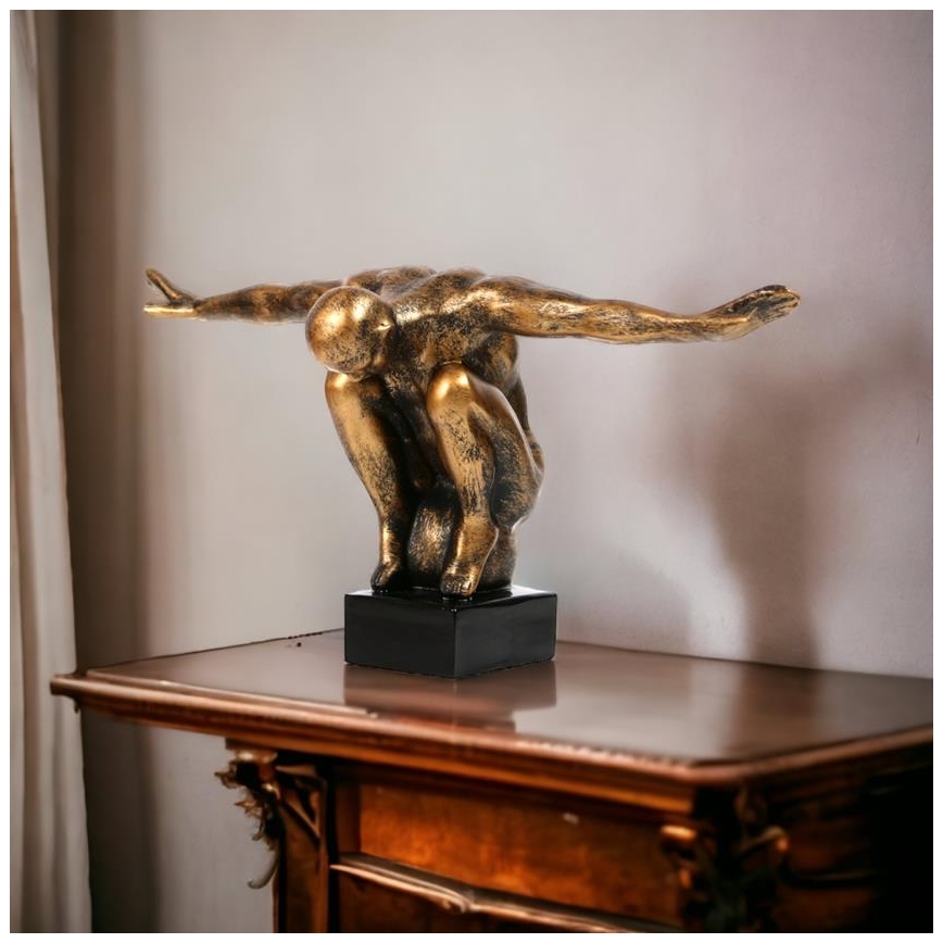 Tafeldecoratie 25 x 41 x 20 cm, hars met gouden patina