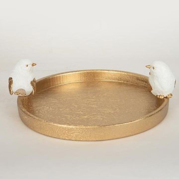 Tafeldecoratie bord met vogels 9,5x28x30,9 cm
