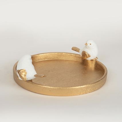 Tafeldecoratie bord met vogels 9,5x28x30,9 cm