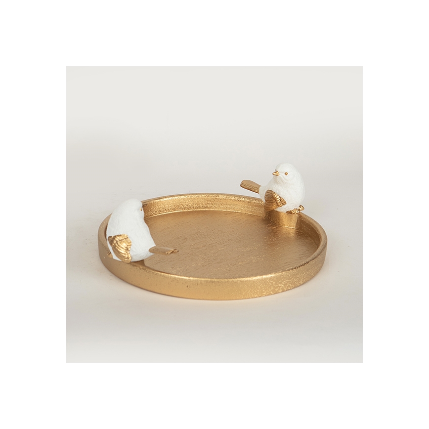 Tafeldecoratie bord met vogels 9,5x28x30,9 cm