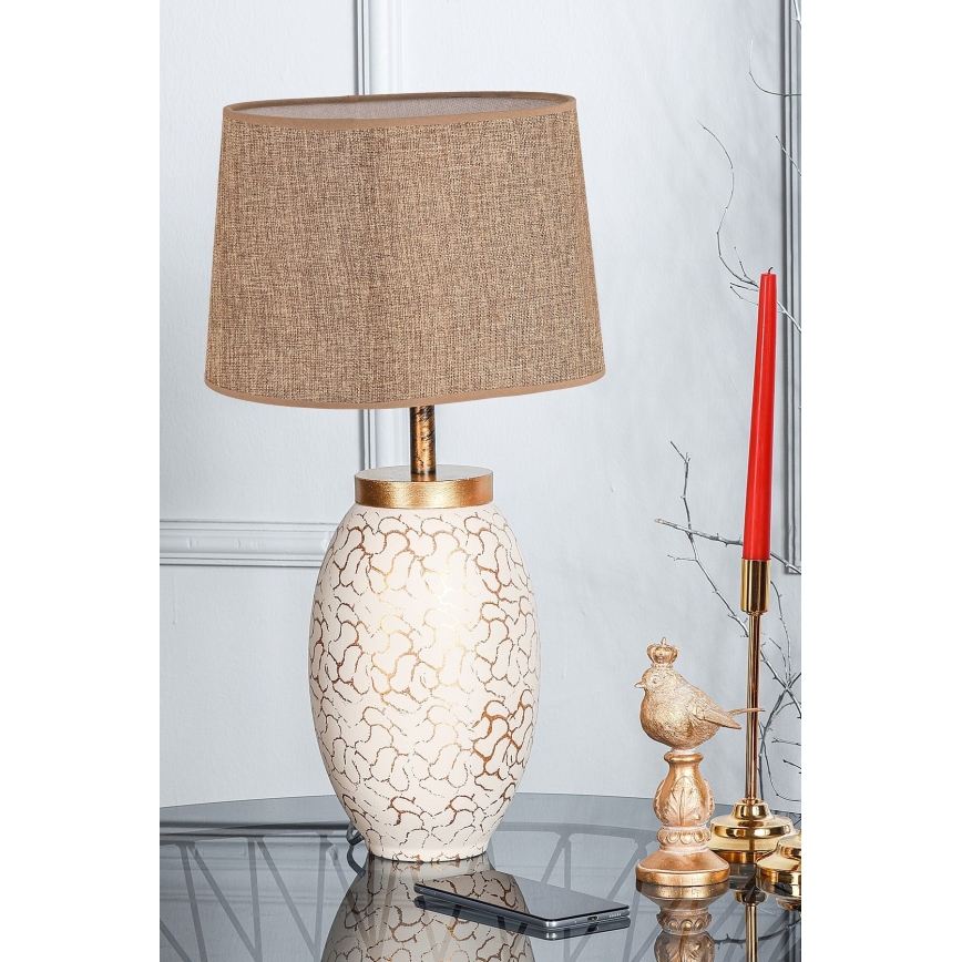 Tafellamp 1xE27/40W/230V beige/goud