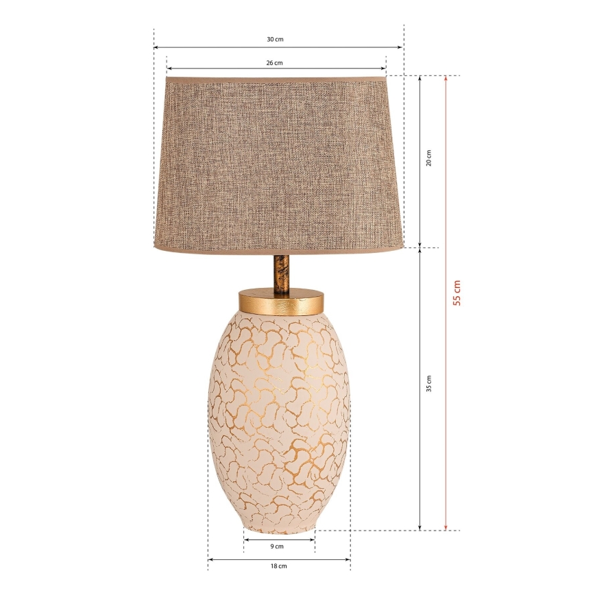 Tafellamp 1xE27/40W/230V beige/goud