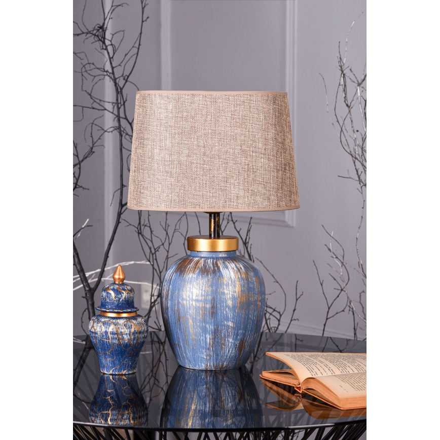 Tafellamp 1xE27/40W/230V blauw/beige