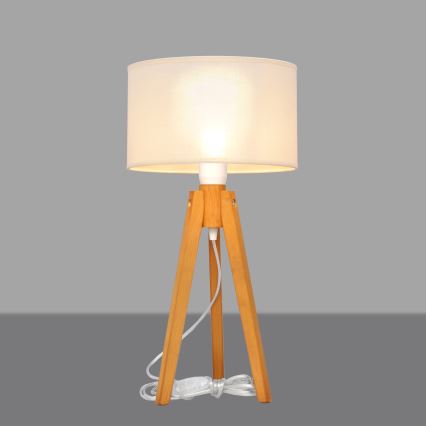 Tafellamp ALBA 1xE27/15W/230V crème/eiken