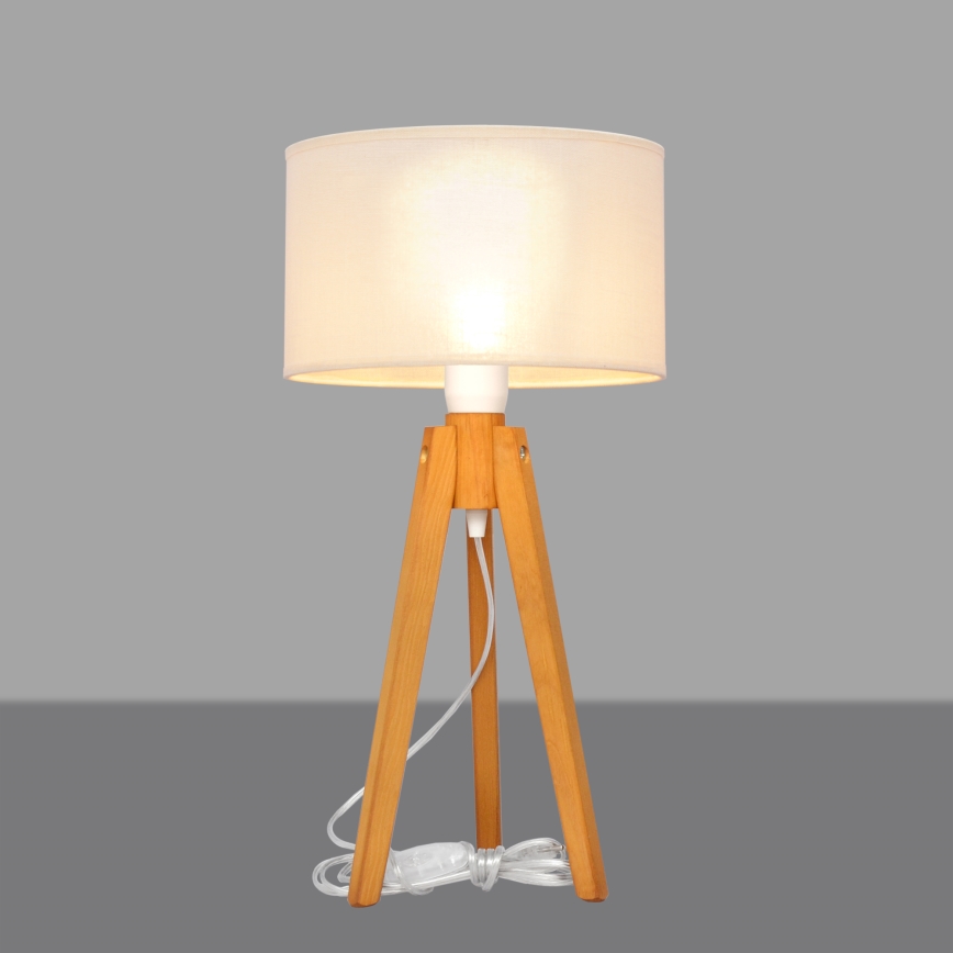 Tafellamp ALBA 1xE27/15W/230V crème/eiken