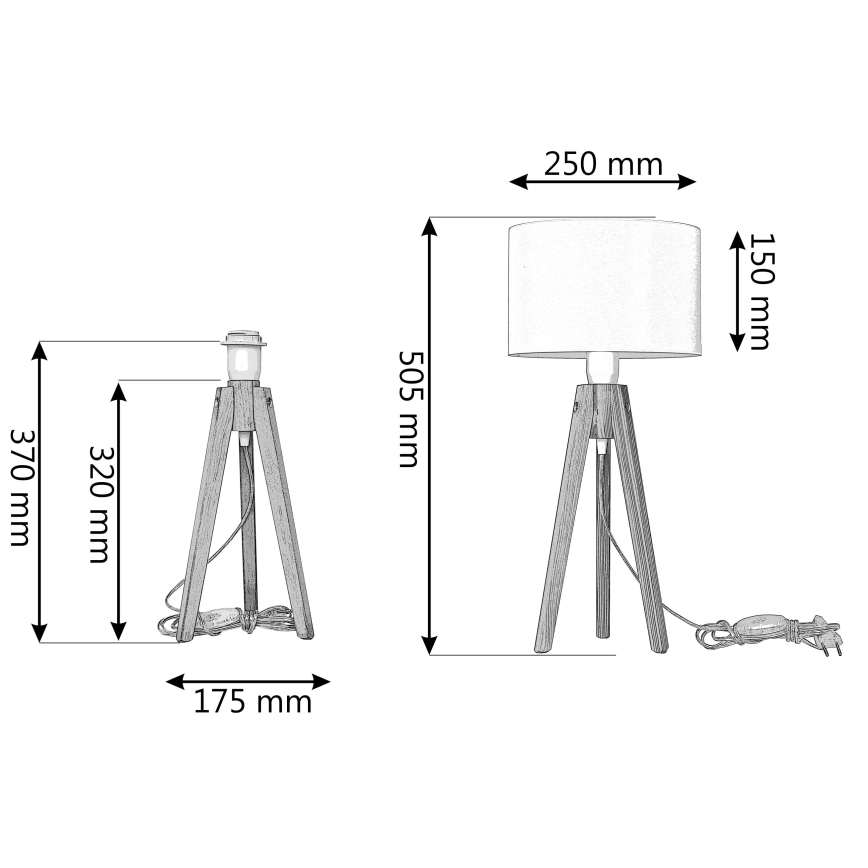 Tafellamp ALBA 1xE27/15W/230V crème/eiken